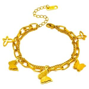 18K GOLD PLATED STAINLESS STEEL "BUTTERFLIES" BRACELET, INTENSITY